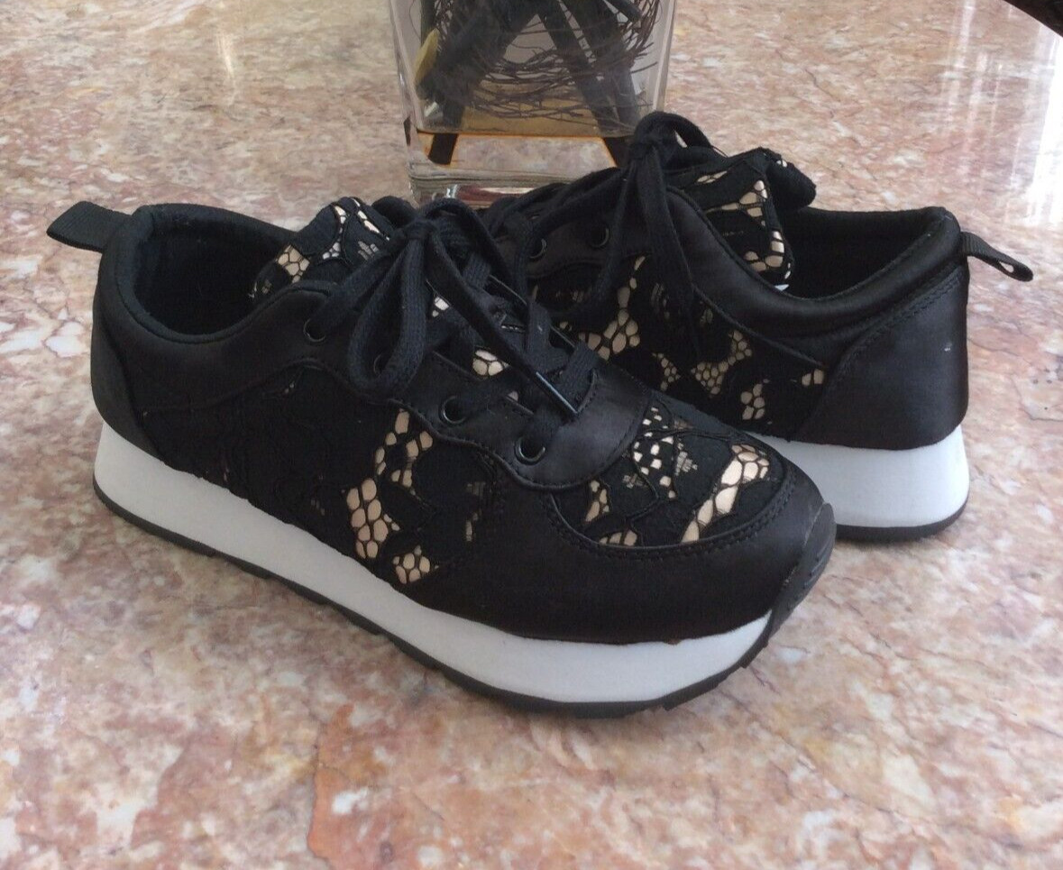 New Venus Women’s Black Lace Athletic Walking Sneakers Size 7.5, $79