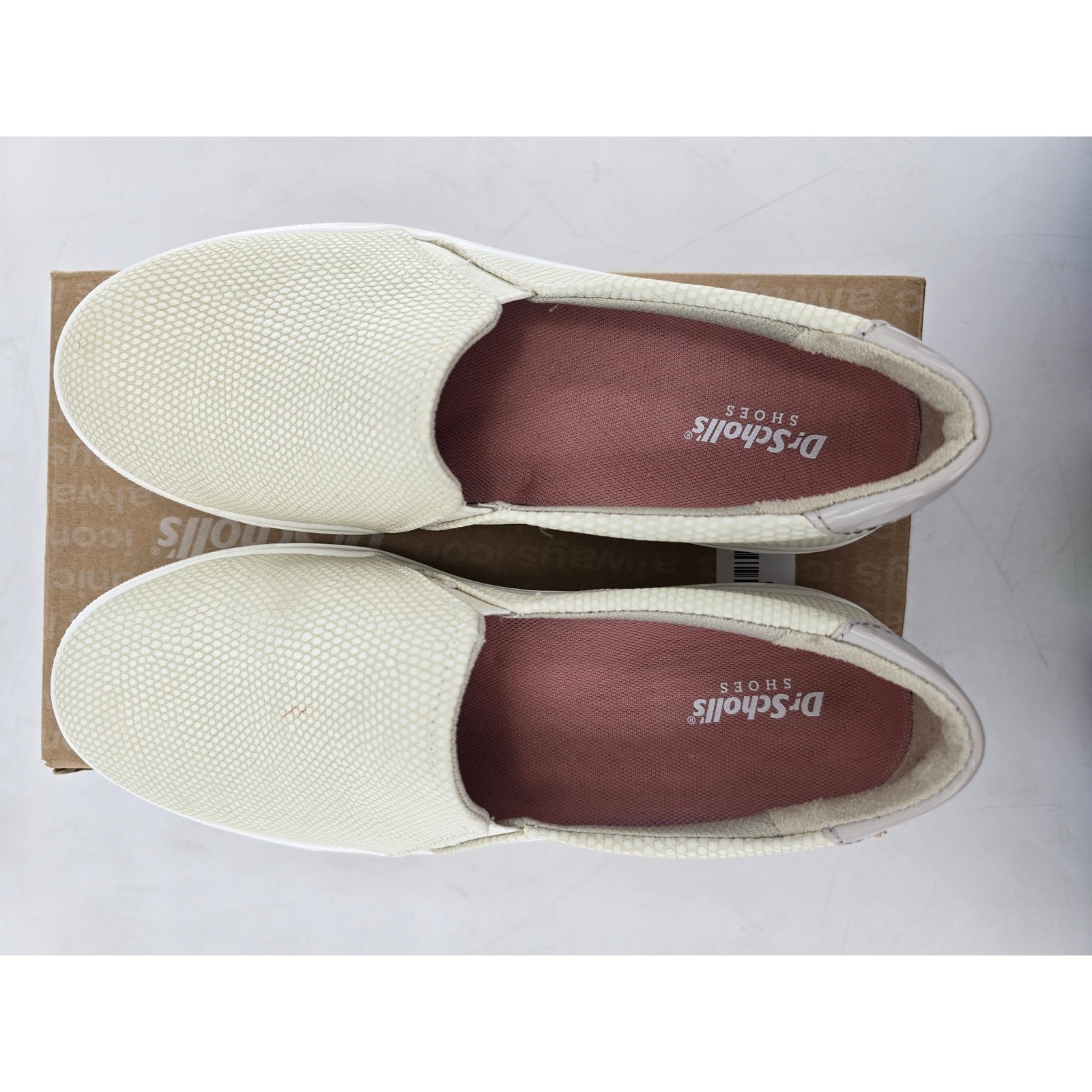 Dr. Scholl’s Nova Slip On Sneakers Womens 7.5W White Snake Pattern – Excellent