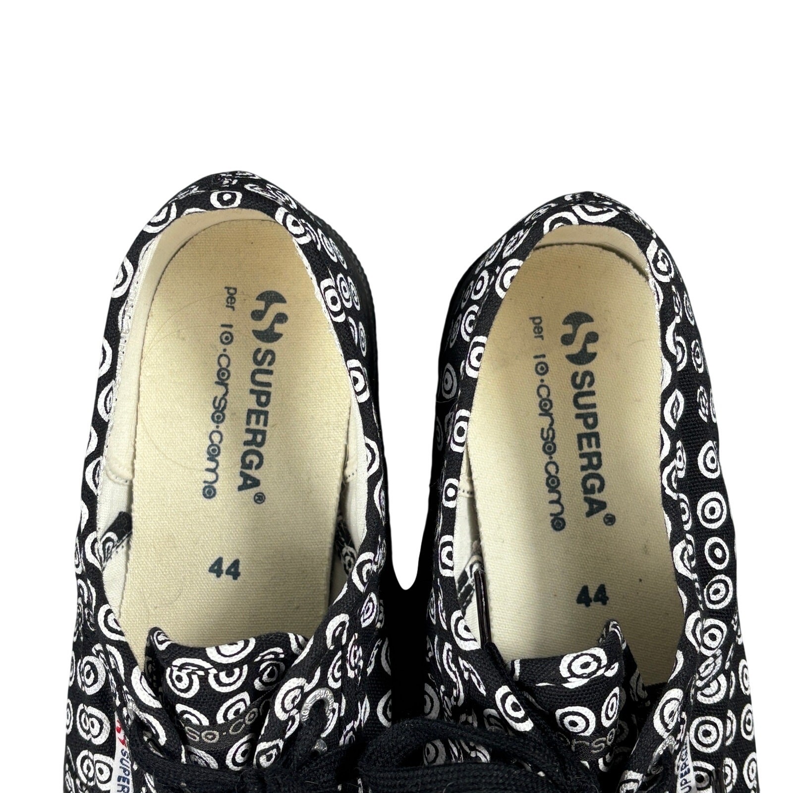 10 CORSO COMO x Superga Low Top Sneakers 10.5 Canvas Graphic Print Black White