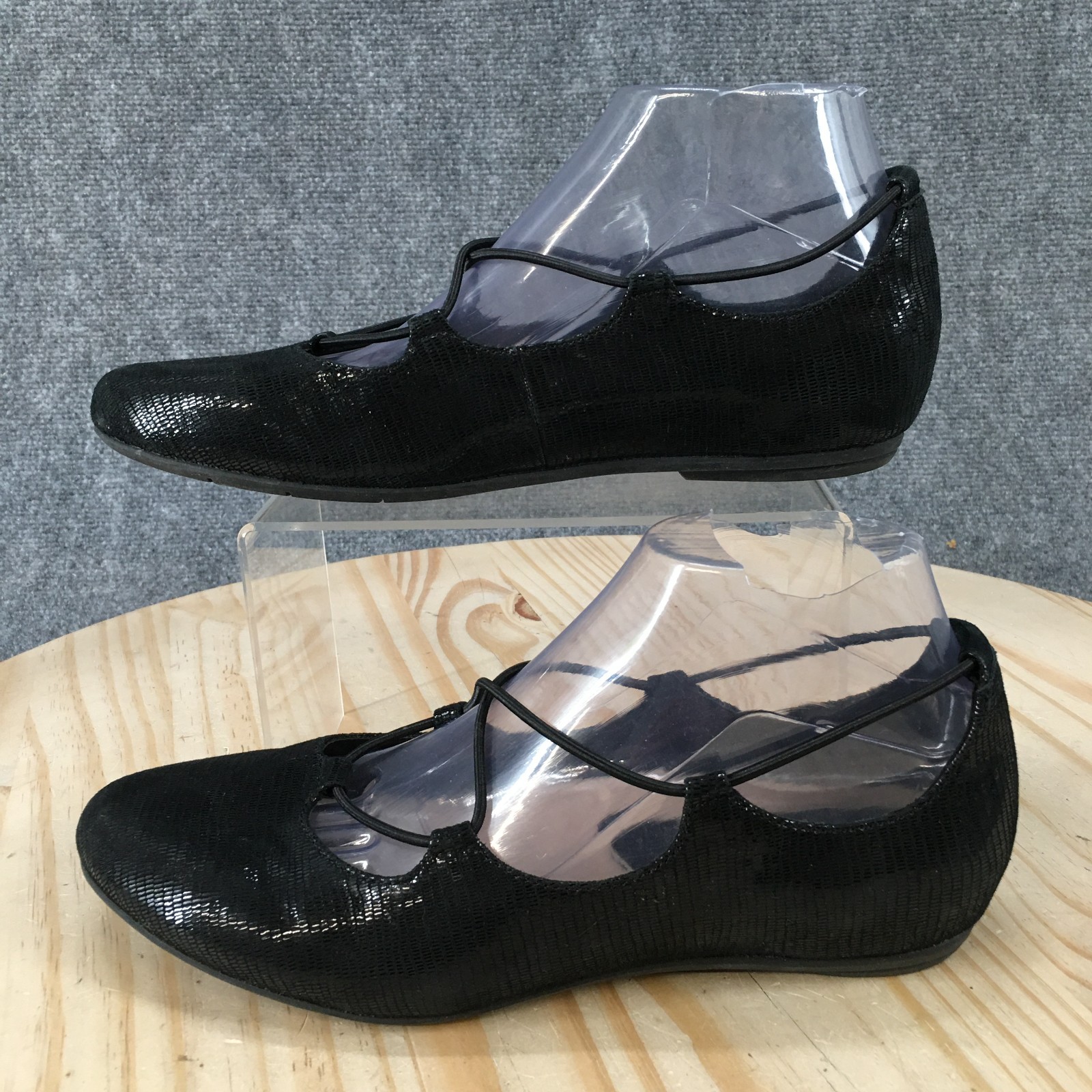 Earthies Essen Shoes Womens 9B Casual Slip On Comfort Ballet Flats Black Leather