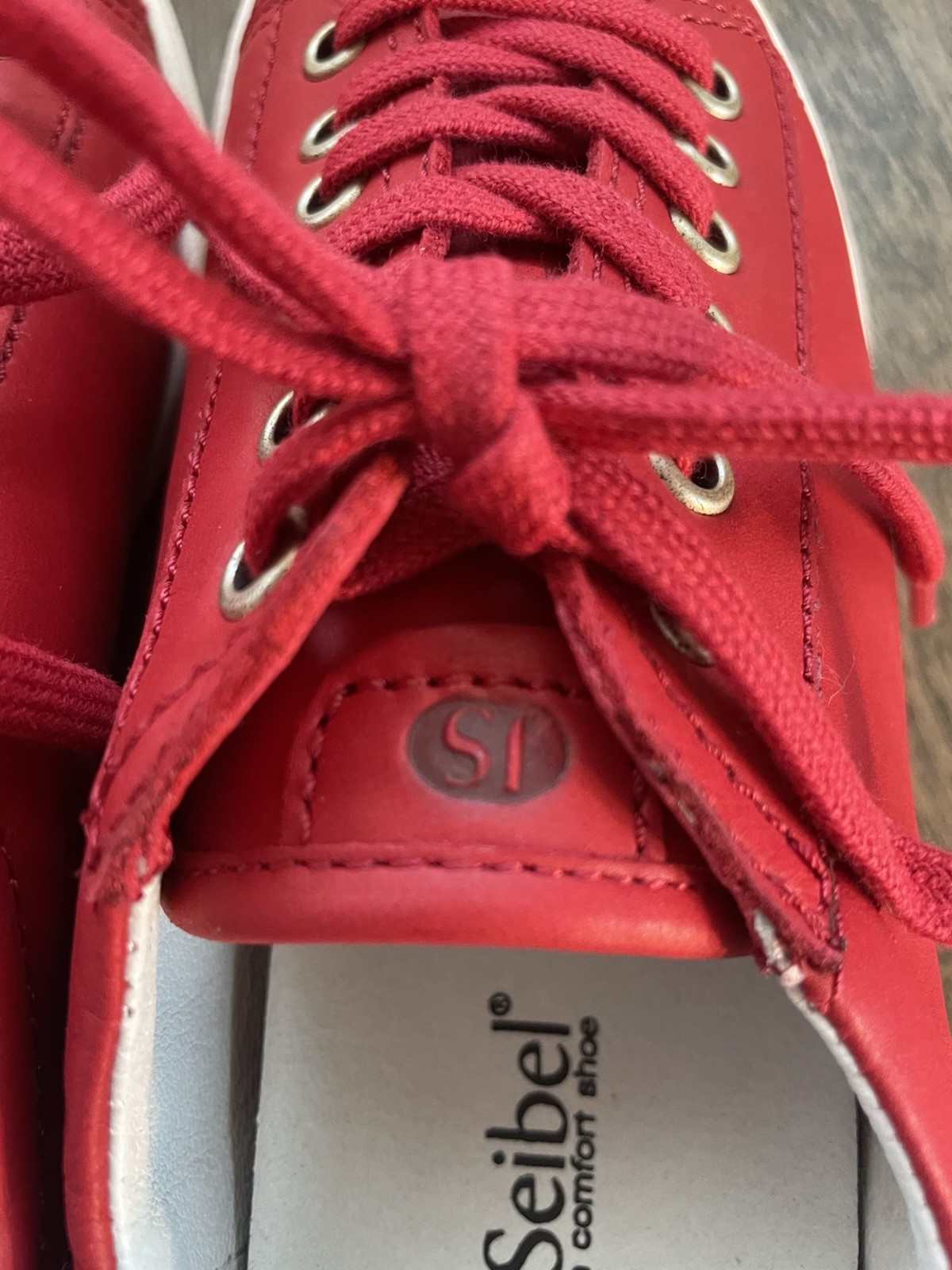 Josef Seibel Sina 11 Red Sleek Leather Sneakers Shoes Lace Up US 6-6.5 EU 37