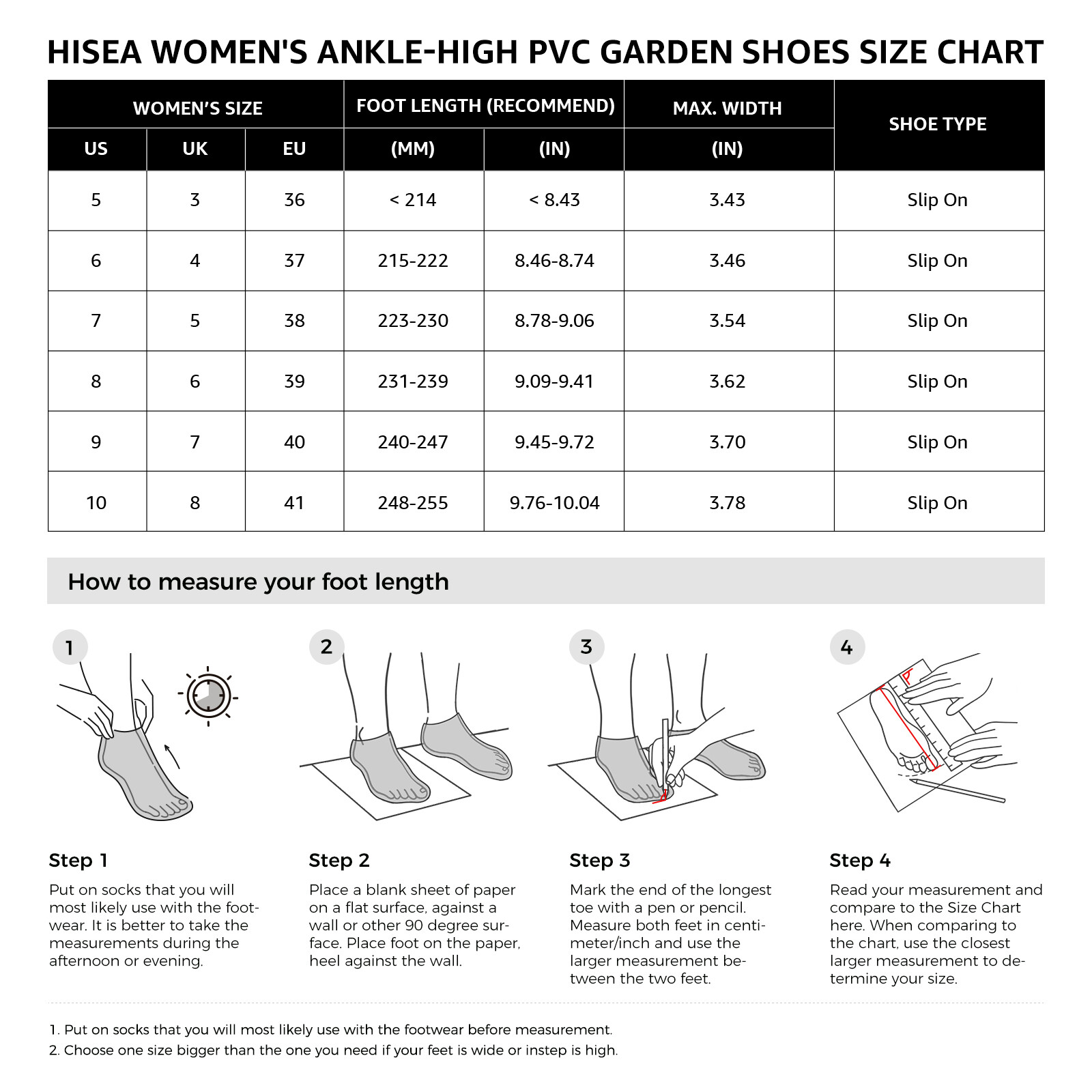 HISEA Women Slip-On Garden Shoes Waterproof Rain Work Clogs Nurse Walking Shoes