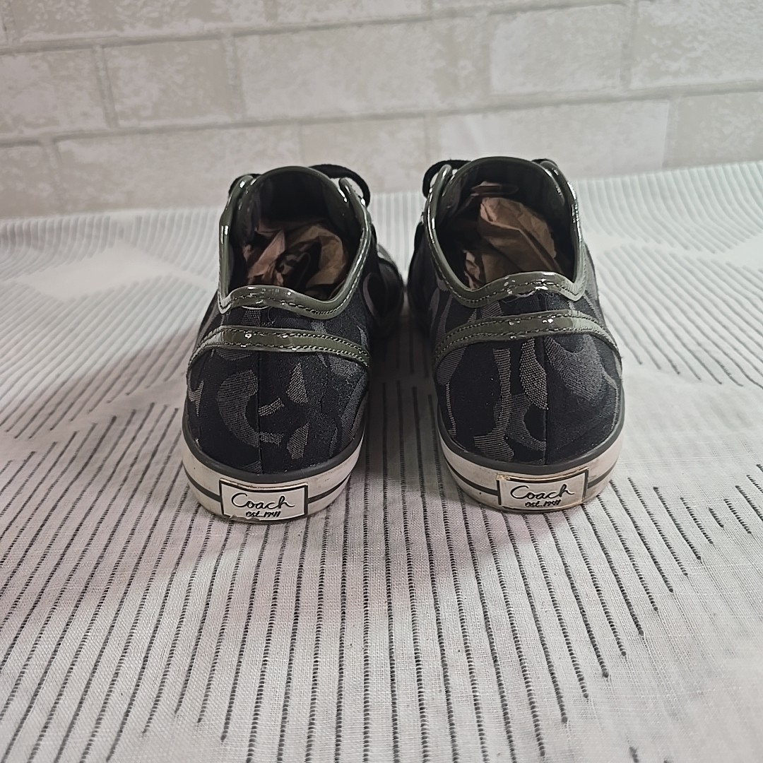 Coach Barrett Signature Sneakers Black Canvas Low Top Women’s Size 7B VG