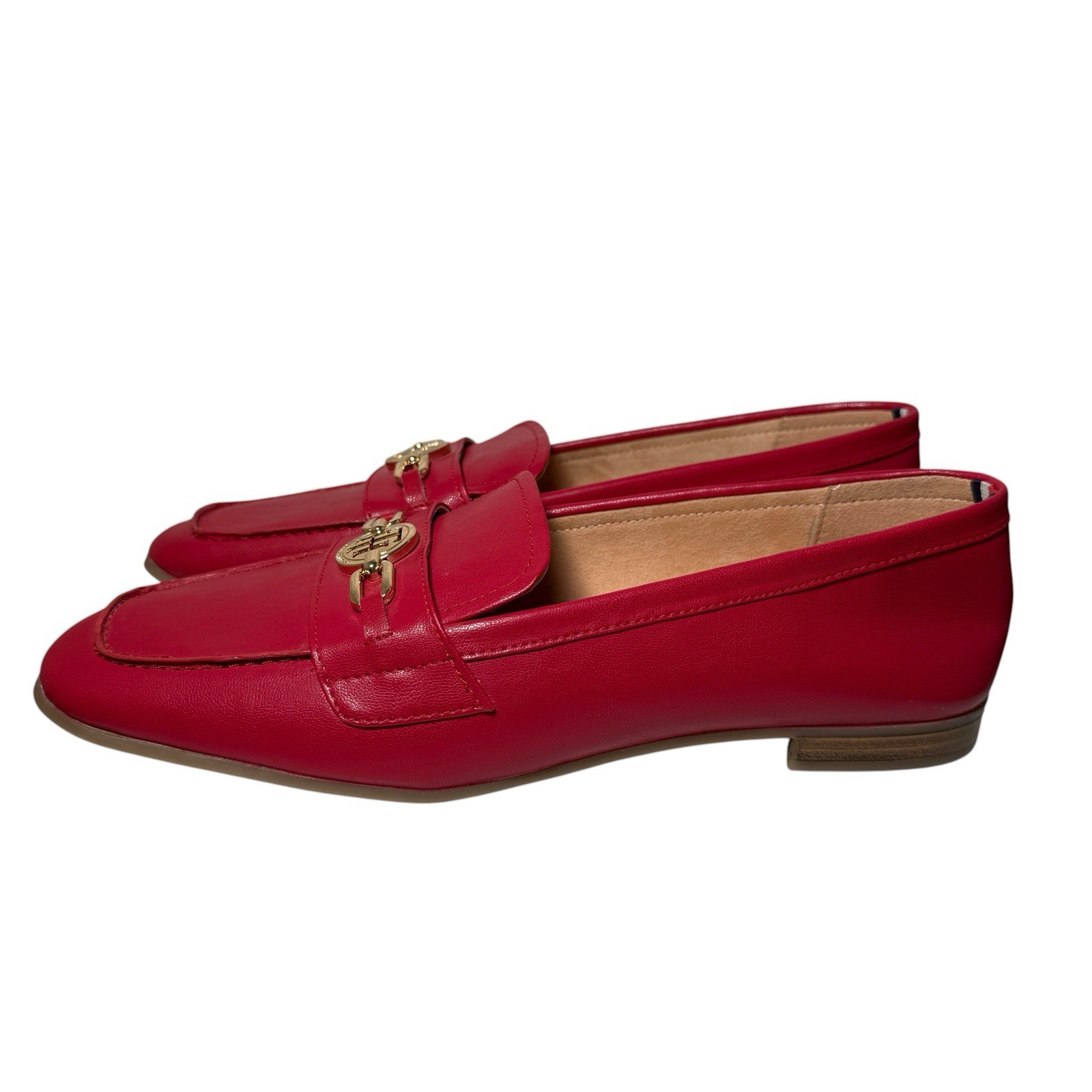 Tommy Hilfiger Moccasins Women’s Loafers Size 11M Red Vegan Leather Flat Shoes