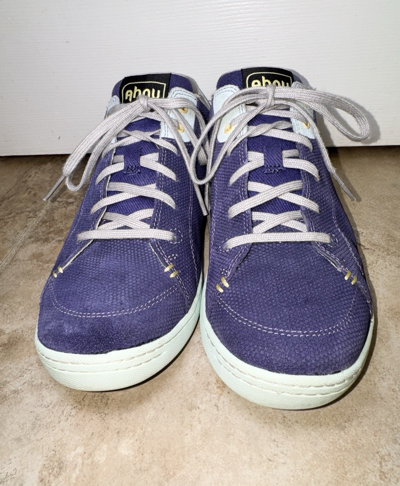 Ahnu Noe Womens SIZE 9 Blue Textured Suede Leather Casual Sneakers Shoes