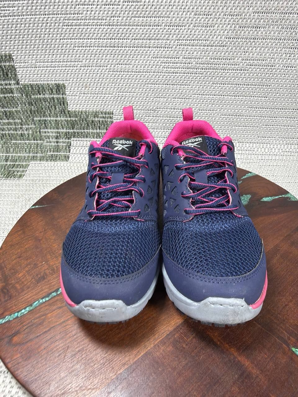 Reebok Shoes Womens Size 7.5 Wide Sublite Cushion Soft toe Work Navy Pink Mesh