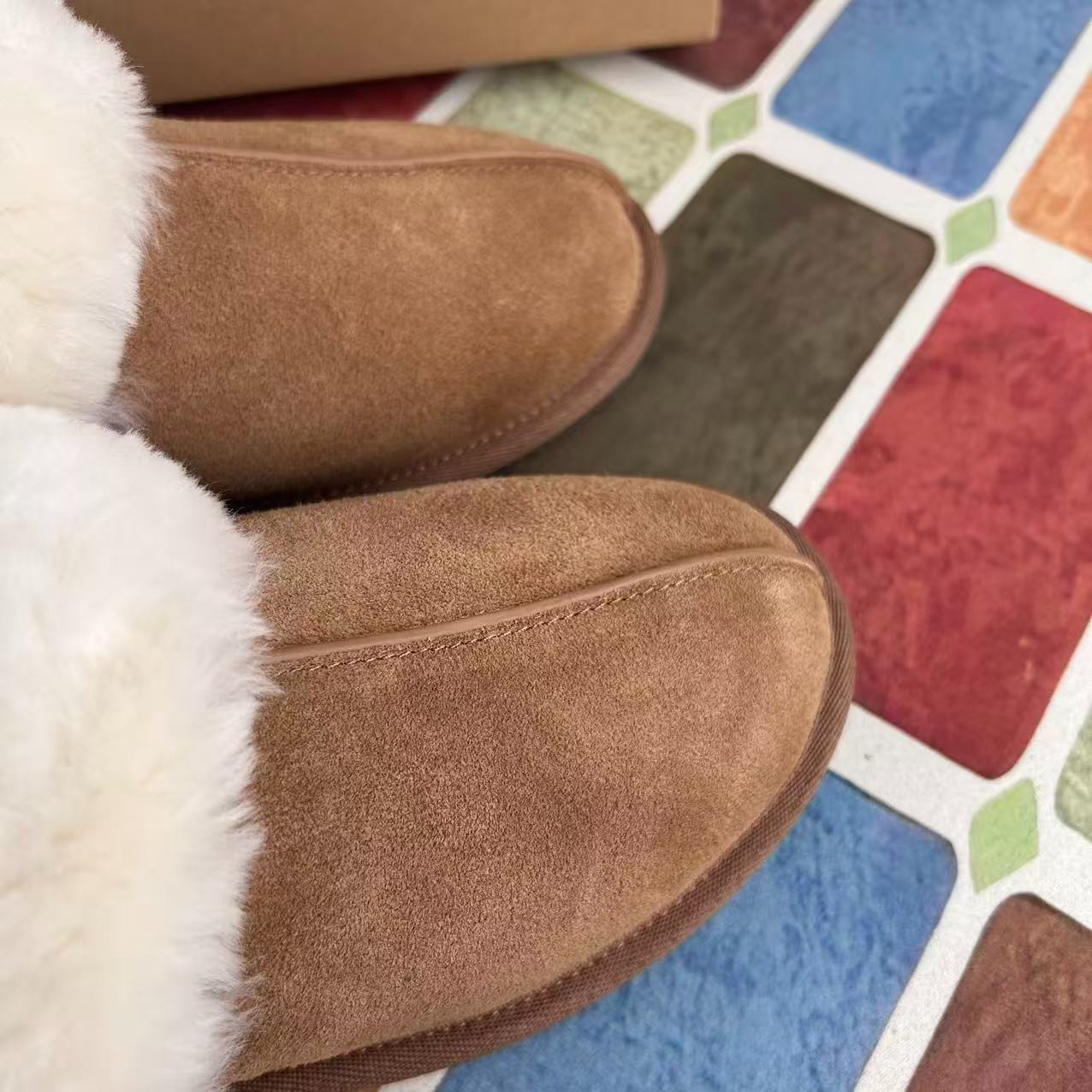 UGG Scuffette II Women’s Shoes Chestnut Suede Upper Wool Slippers with Box 6-11