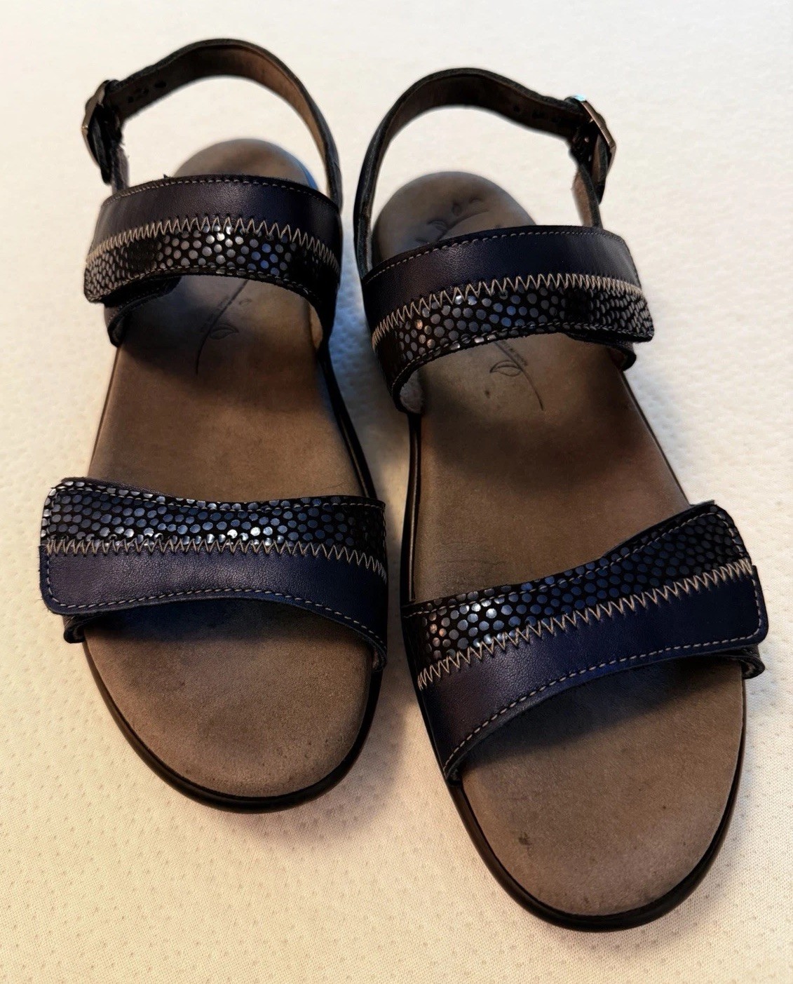 SAS Women’s Nudu Sandals 7N Navy Blue Adjustable Comfort Casual Leather USA Made