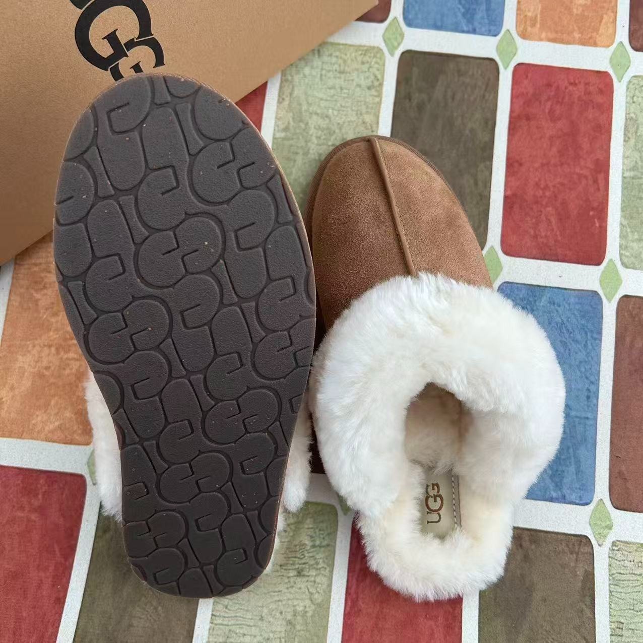 UGG Scuffette II Women’s Shoes Chestnut Suede Upper Wool Slippers with Box 6-11
