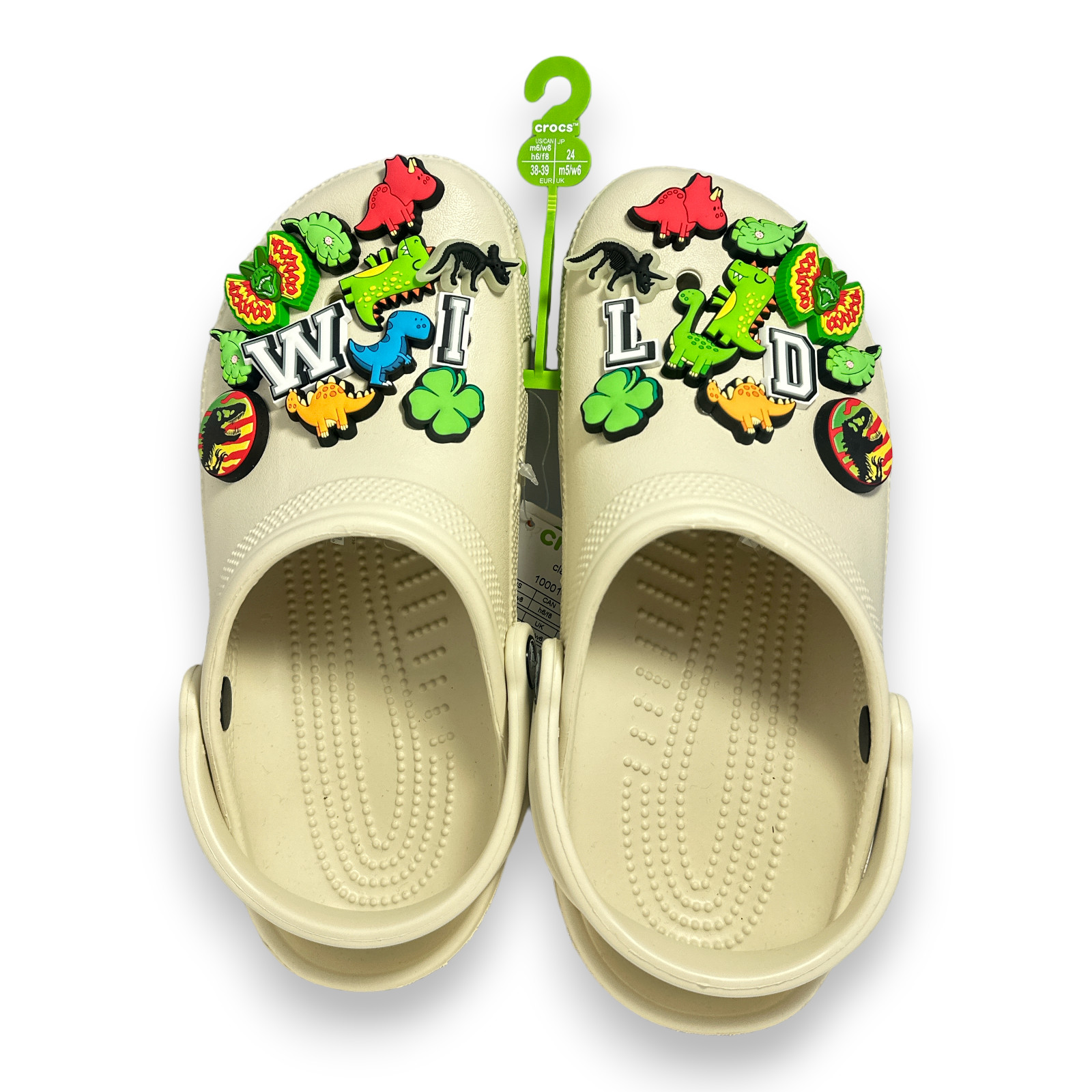 Crocs Adults Unisex Classic Clogs In Beige with Pins M6/W8 New with Tags