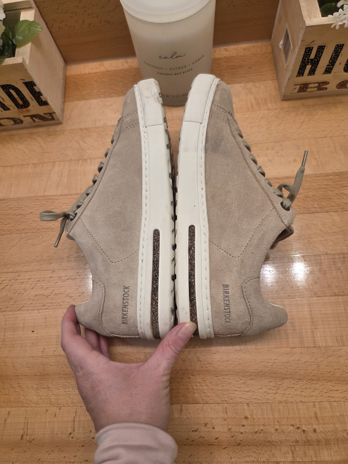 Birkenstock Bend Low Sneakers Taupe Suede Leather Womens Size EU 38
