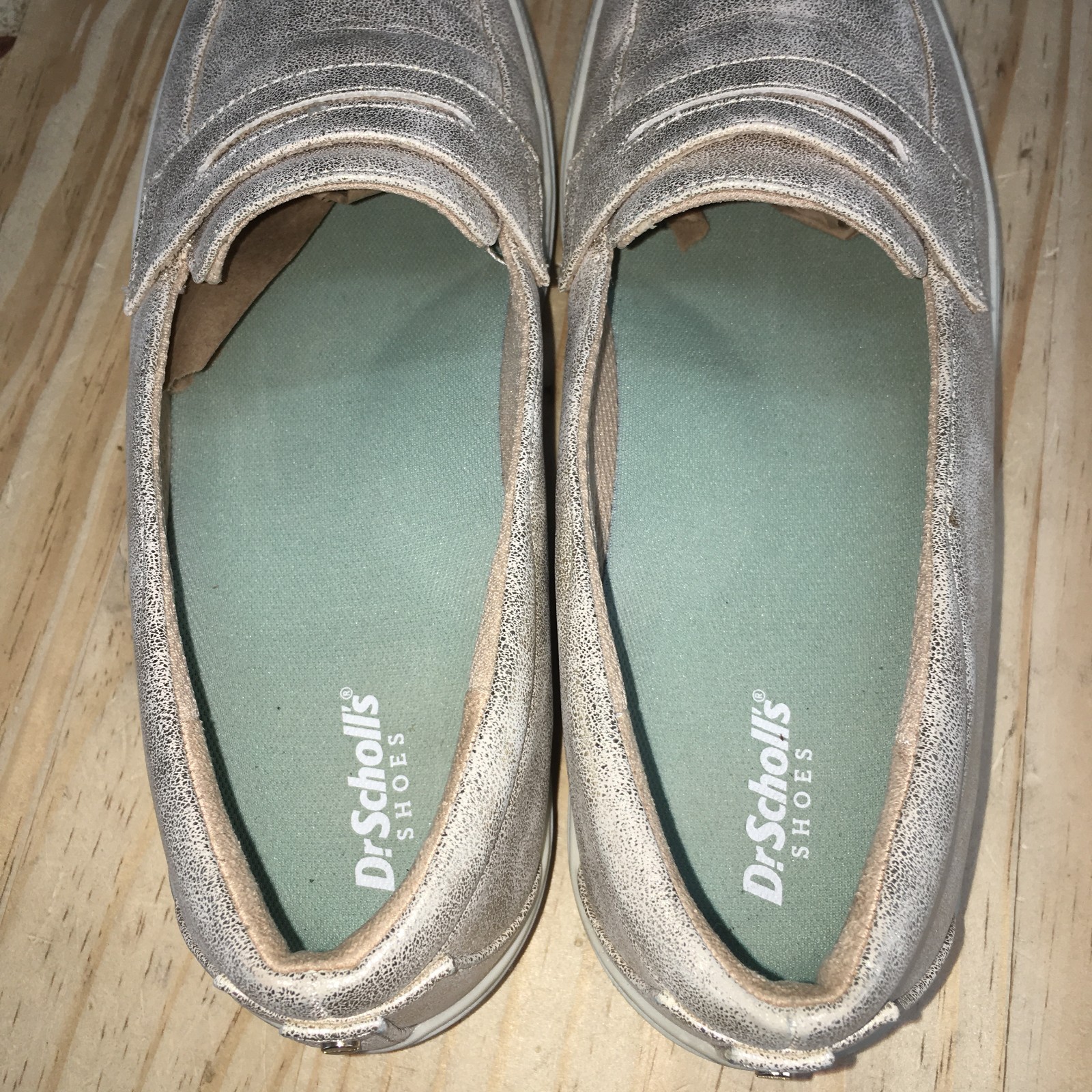 Dr. Scholls Shoes Womens 9M Nova Moc Slip On Sneakers Silver Faux Leather Casual