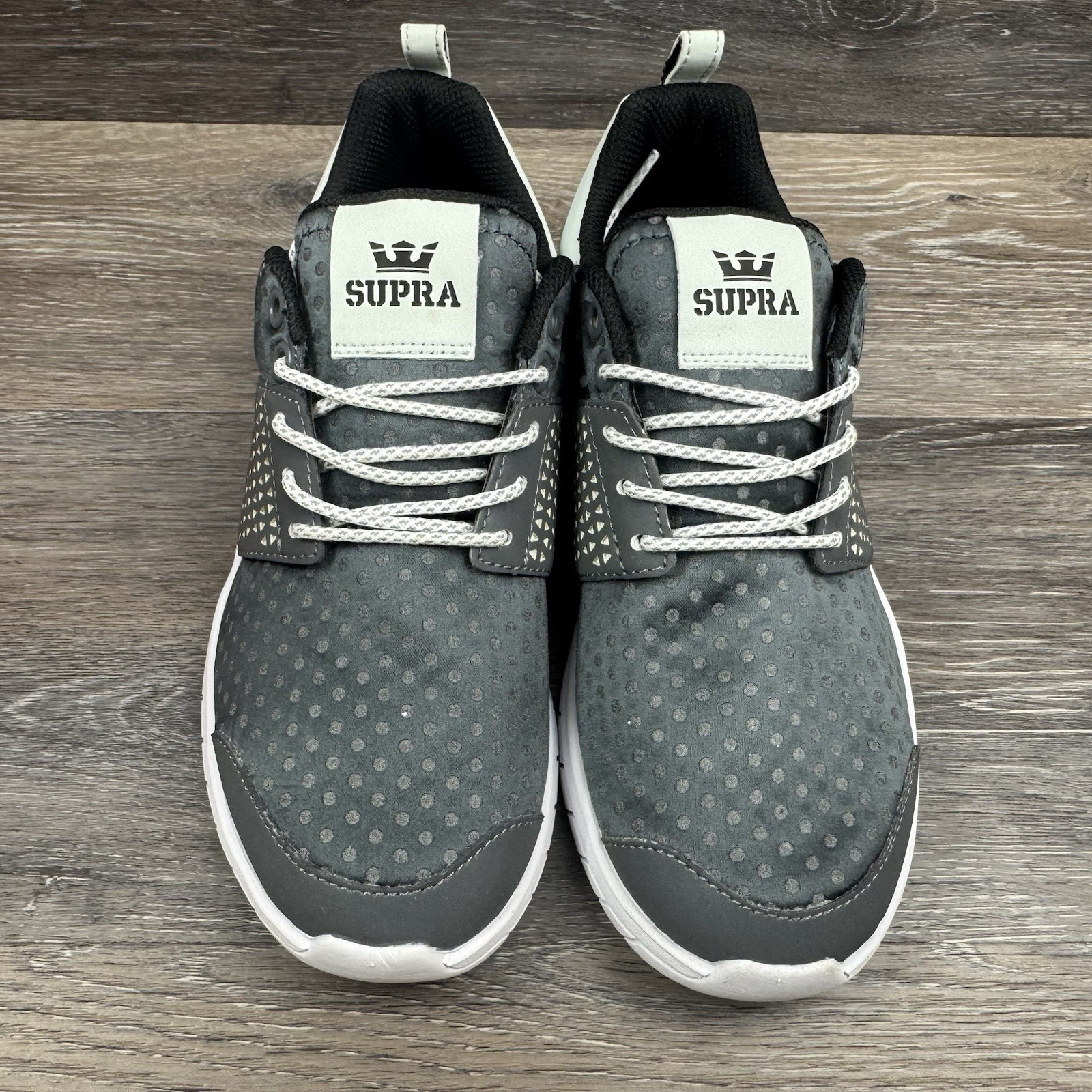 Supra Shoes Women Size 6 Scissor Grey Polka Dot White Lace up Skateboarding