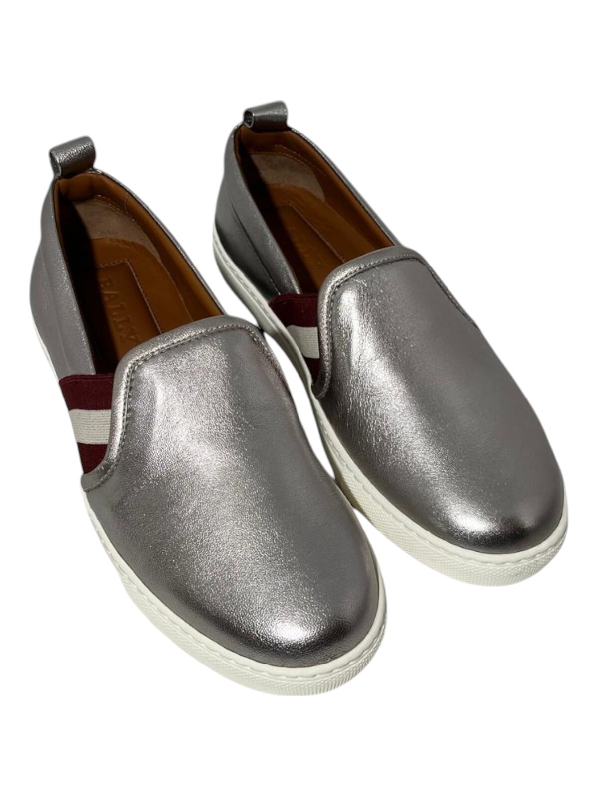 Bally Henrika 6212747 Silver Lamb Leather Slip-on Low-top Sneakers MSRP$450