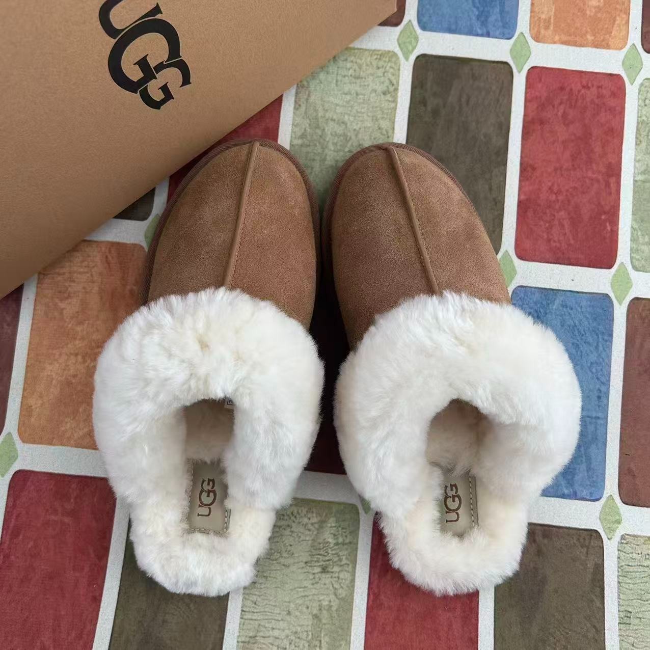 UGG Scuffette II Women’s Shoes Chestnut Suede Upper Wool Slippers with Box 6-11