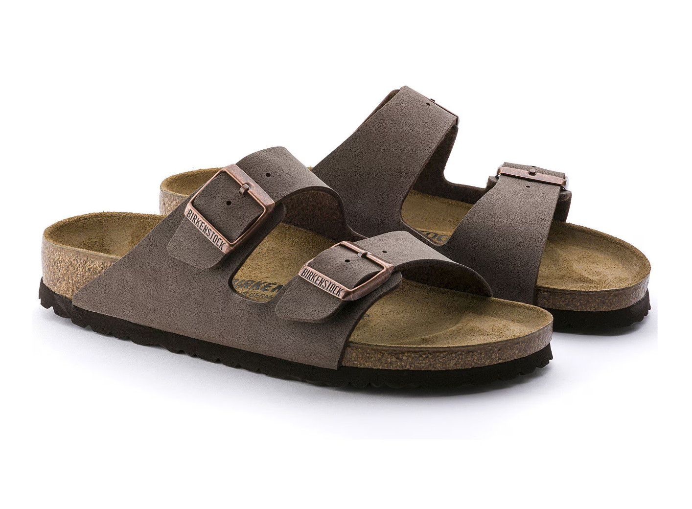 Birkenstock Arizona Birkibuc Leather in Mocha Two-Strap Unisex Comfort Sandals