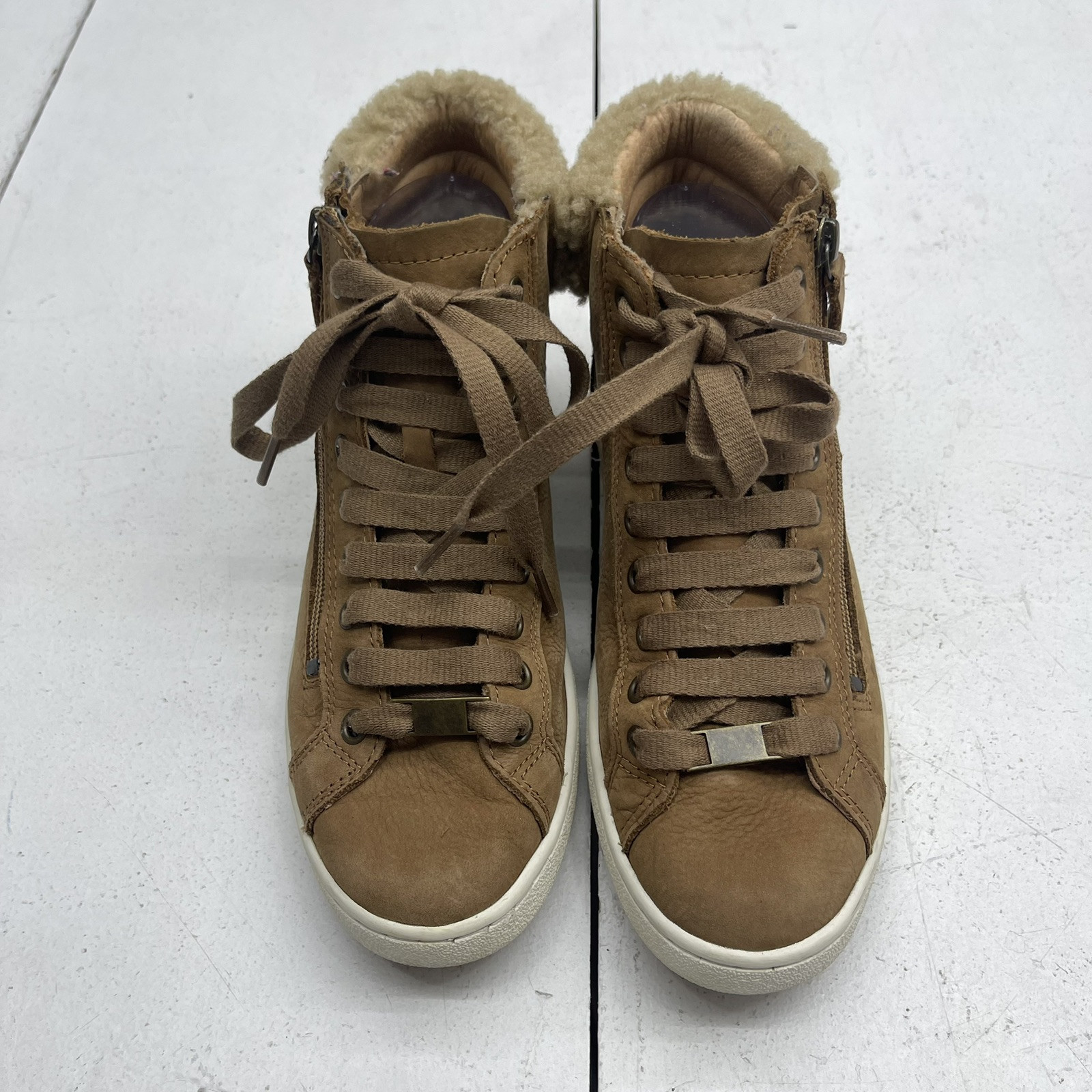 Ugg Olive 1019716 Chestnut Brown Leather High Top Lace Up Sneaker Women’s 7.5