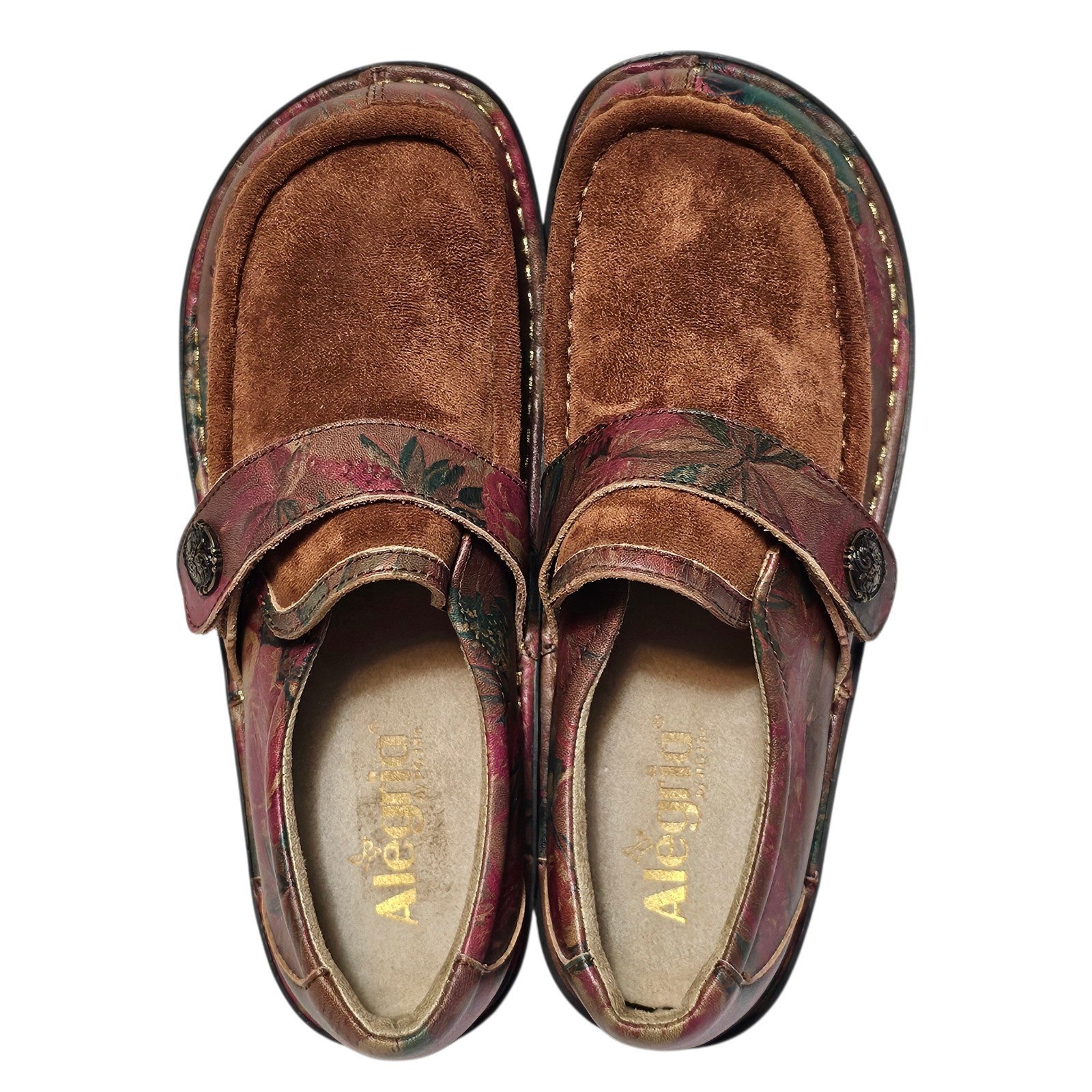 Alegria Marie Southwestern Boho Leather Slip On Shoes Sz 38 US 8-8.5 Floral