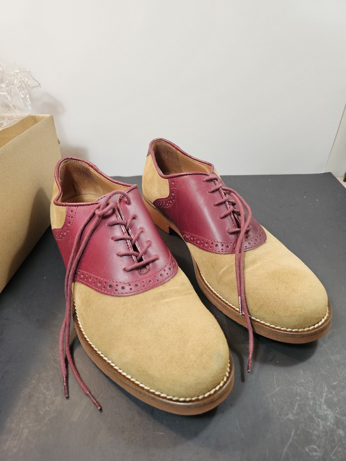 G.H. Bass & Co. Emmie Saddle Womens 9 M Shoes Suede Leather Tan Combo
