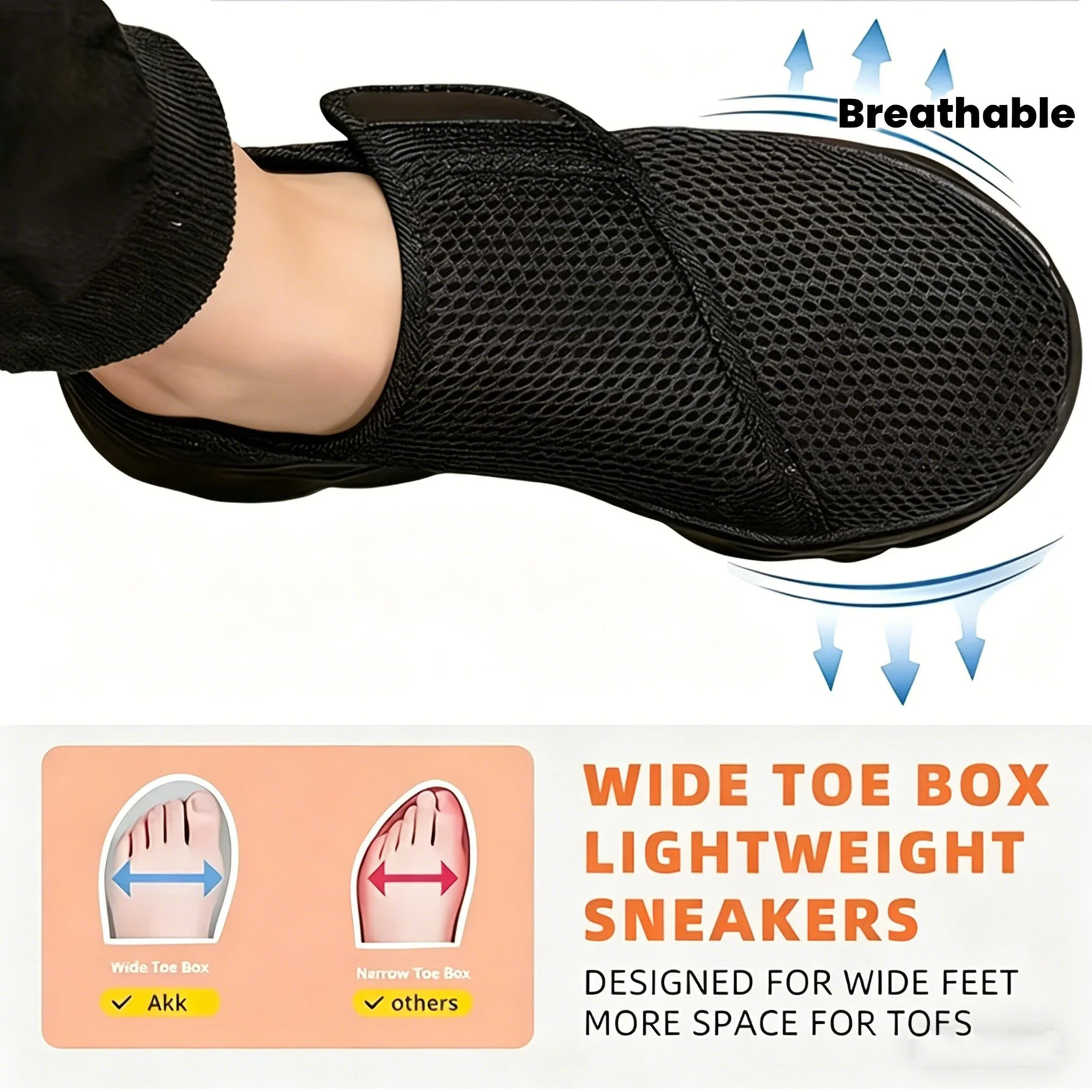 Orthopedic Walking Shoes Wide Fit Diabetic Comfortable Adjustable Casual