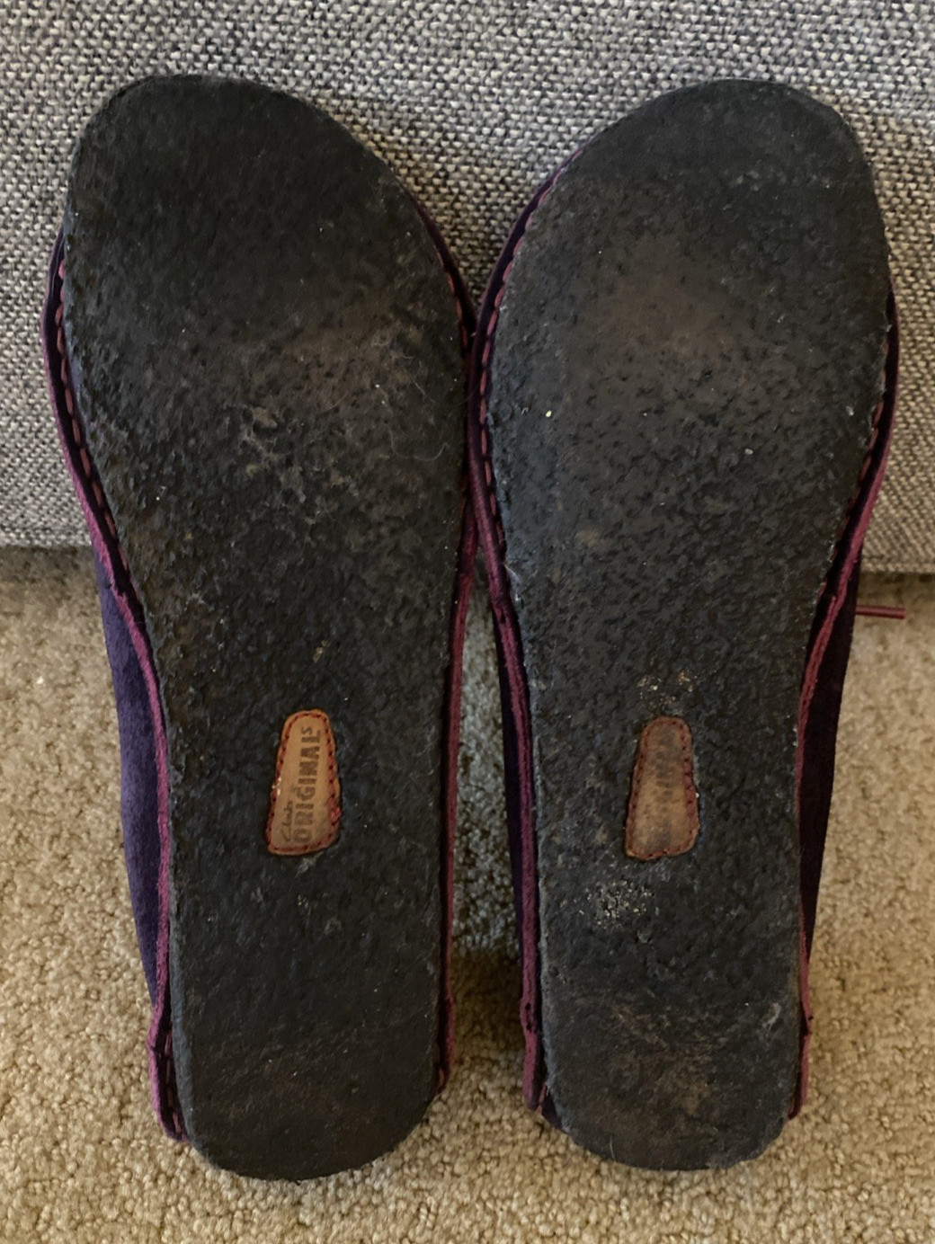 Clarks Faraway Field Shoes Sz 9.5 Purple Suede Lace-Up Casual Crepe Sole