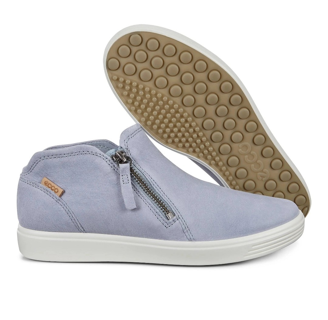 ECCO Women’s Soft 7 Low Cut side Zip Nubuck Bootie Sneakers Dusty Blue US 6-6.5