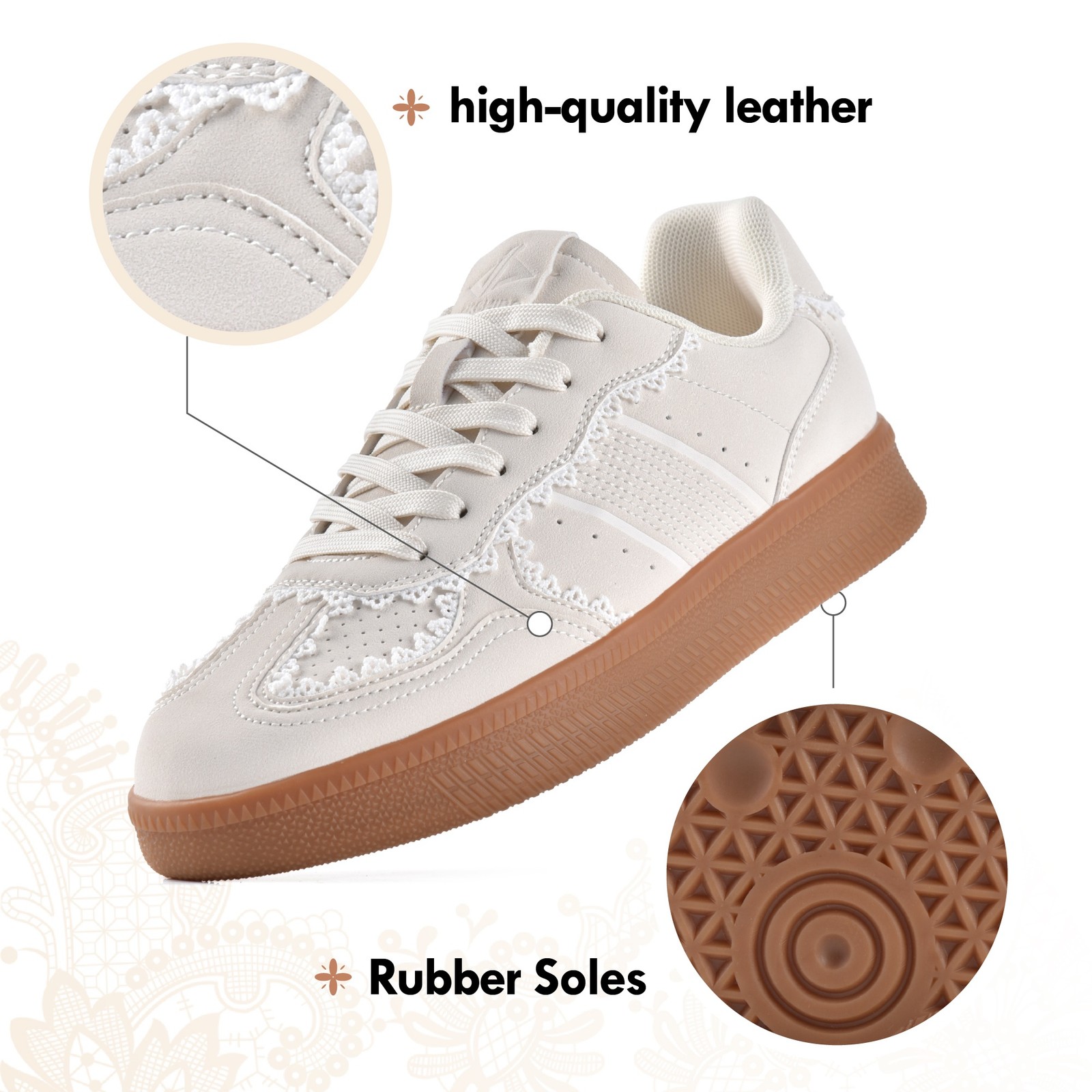 Women Ribbon Lace-Up Fashion Sneakers Arch Support Gum Sole Tennis Walking Shoes