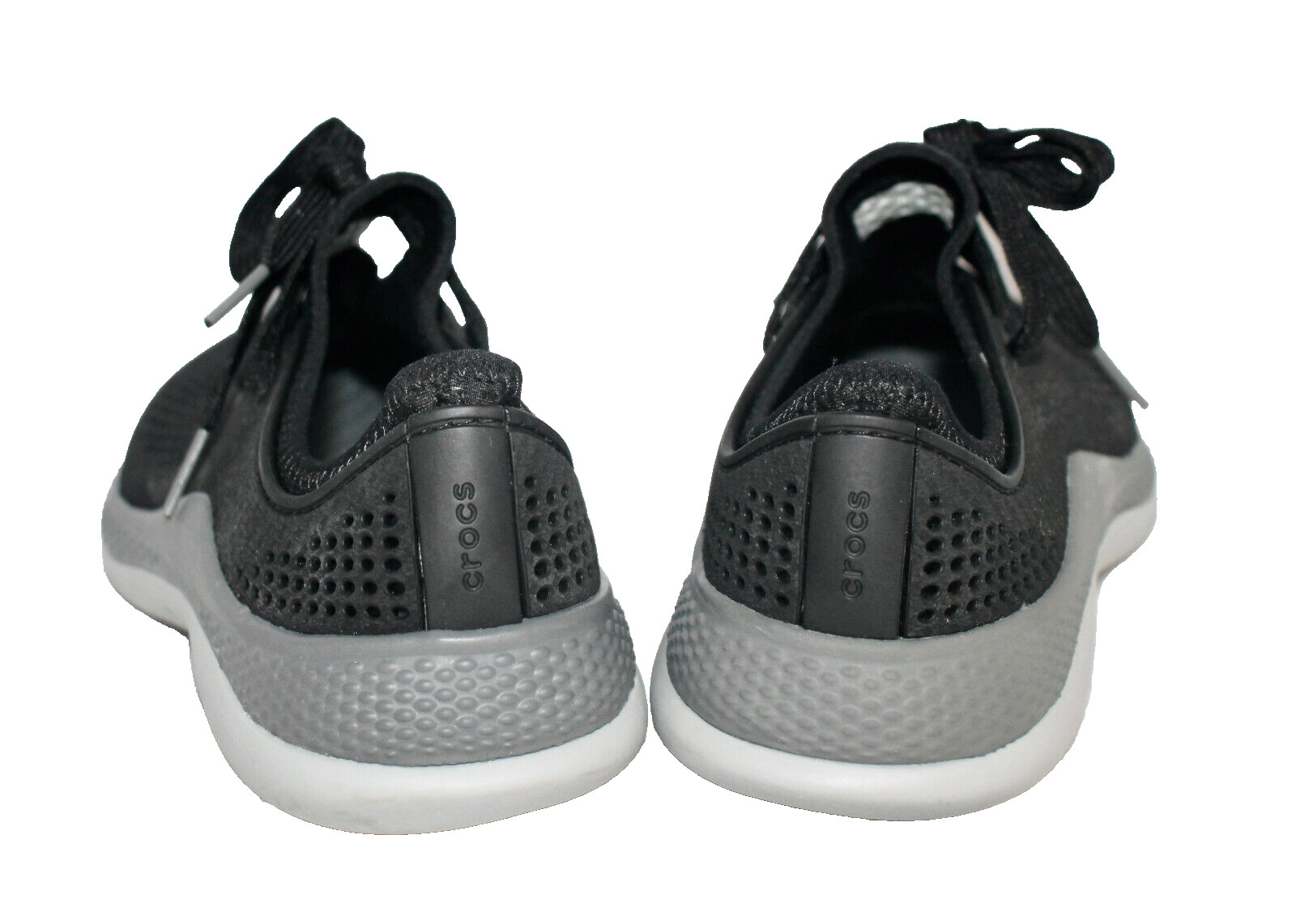 CROCS Women’s LiteRide Pacer Perforated Sneaker Size 7 Black Gray Lace-Up