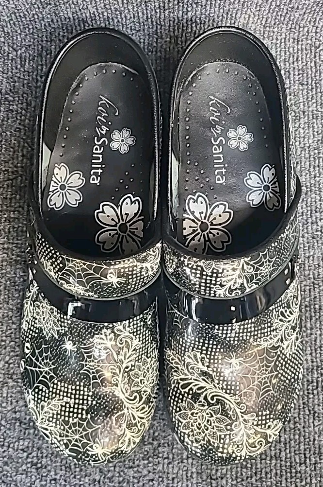 Koi by Sanita Clogs Black White Women’s 8.5/41 Slip On Shoes Halloween