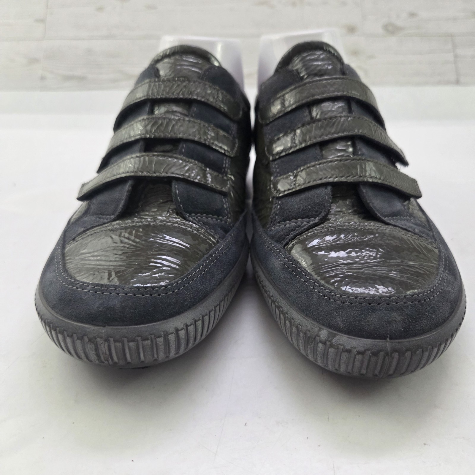 ECCO Sneakers Womens Size 40 US 9 Gray Blue Leather Hook & Loop Strap Comfort