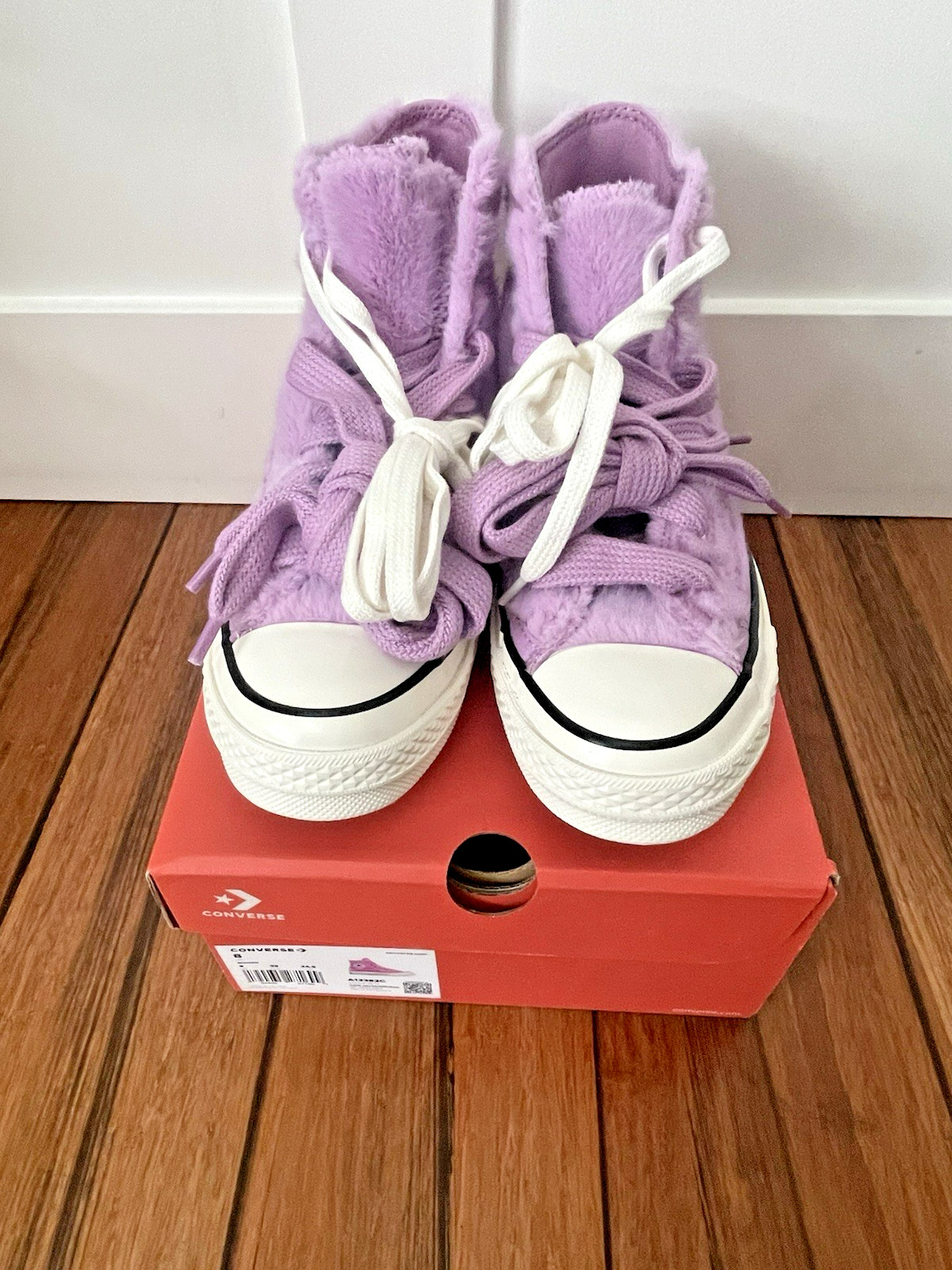 💓NEW!! CONVERSE PREMIUM Chuck 70 FAUX FUR High Top Sneakers/Purple 13382C Fuzz