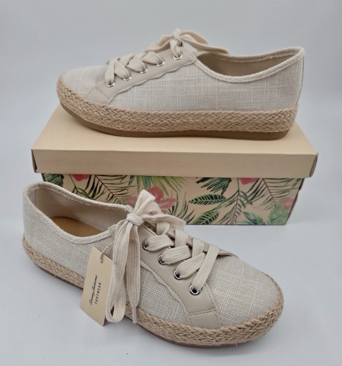 Tommy Bahama Women’s Sneakers 8.5 Natural Linen Gala Espadrille Shoes NWT