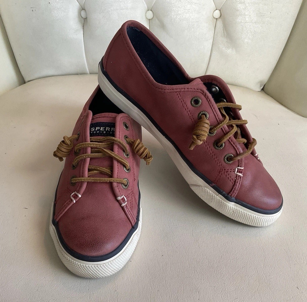 Sperry Top-sider Sea Coast Pink Salmon LeatherBoat shoes Sneakers Womn’s Sz. 7.5