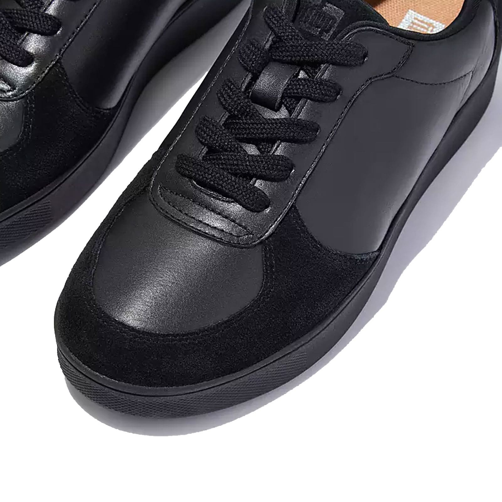 FITFLOP Women’s Rally All Black Leather/Suede Panel Sneakers (FQ1-090)