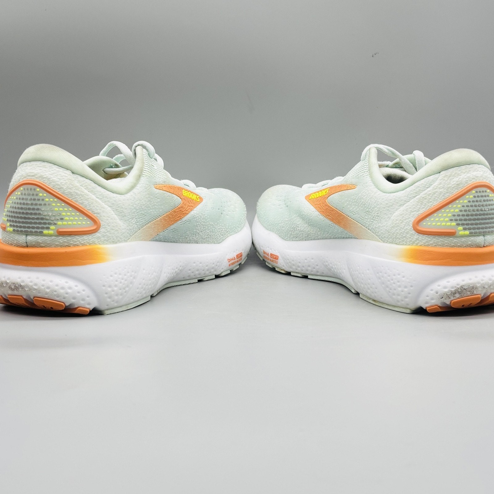 Brooks Shoes Womens 9.5 Green Orange Mesh Ghost 16 Road Running Athletic Sneaker