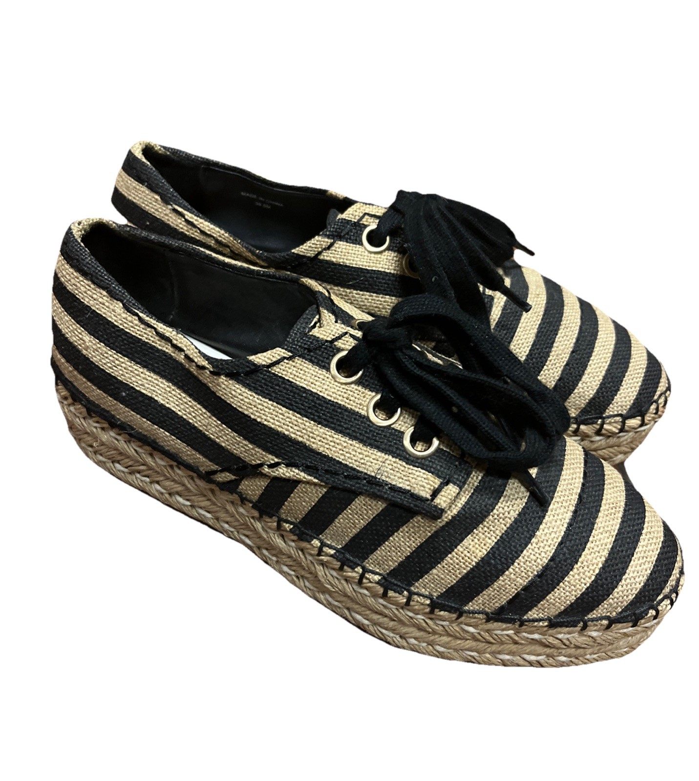 Woman’s Alice + Olivia Rory Espadrille Shoes Striped Lace Up Platform Shoes 9.5
