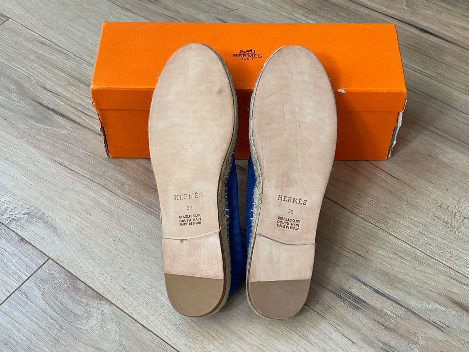 Hermes Espadrilles Hightop Canvas Electric Blue Size 39EU 5UK 6US