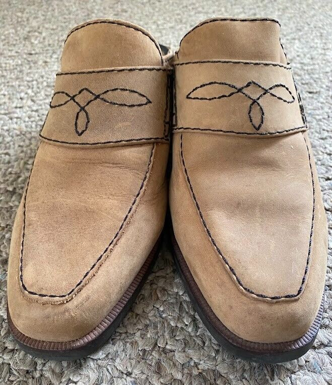 ARIAT Women’s Clogs Shoes Tan Leather Mules Western size 8