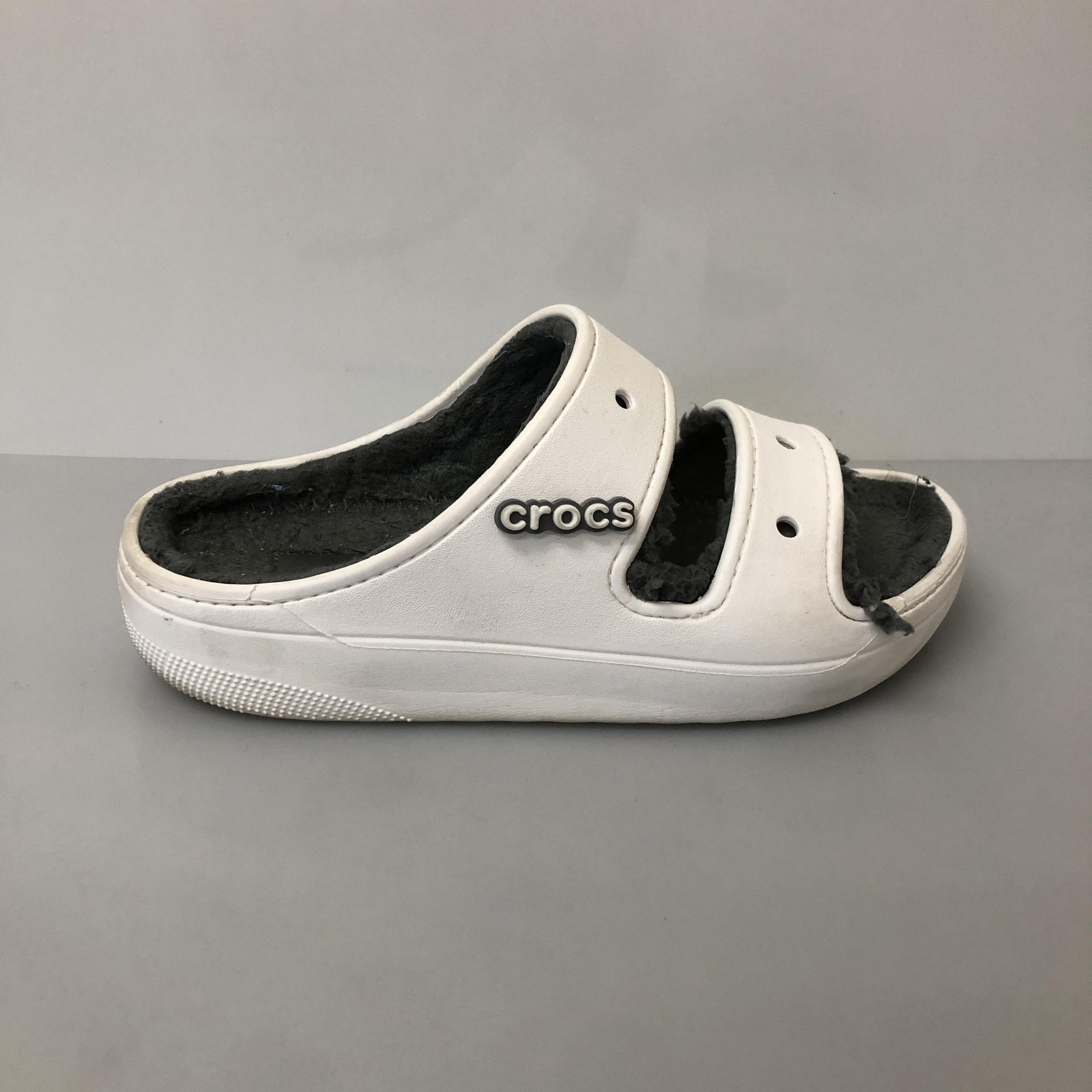 Crocs Sandals Shoes Womens Size 10 White Fuzzy Slide Slippers Comfort Lined