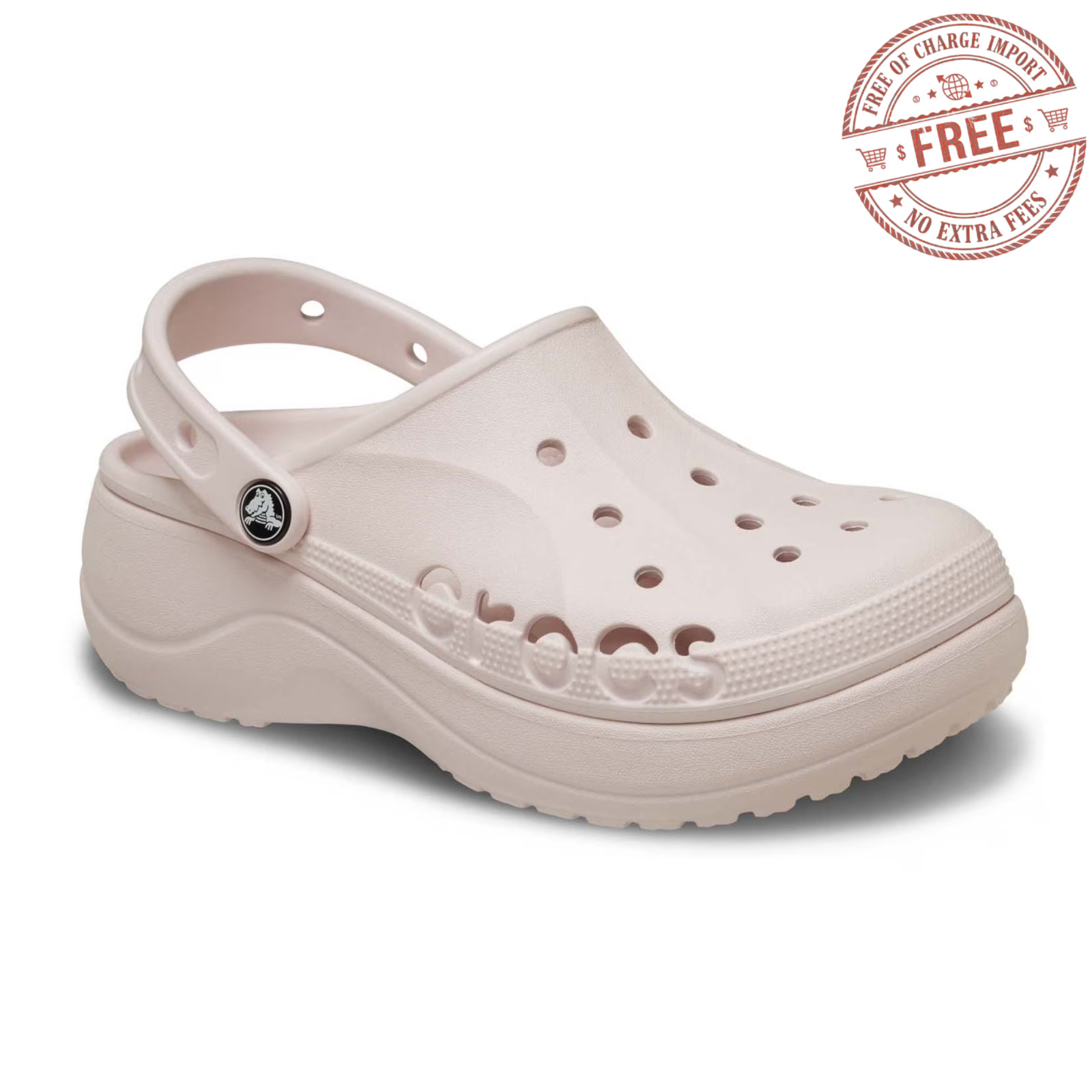 Crocs Women’s Baya Platform Clog Barely Pink Slip-on with Heel Strap Comfortable