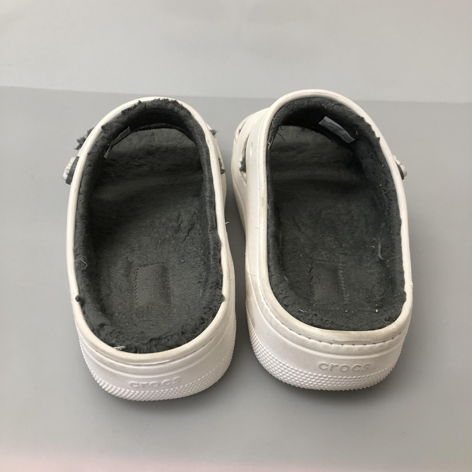 Crocs Sandals Shoes Womens Size 10 White Fuzzy Slide Slippers Comfort Lined