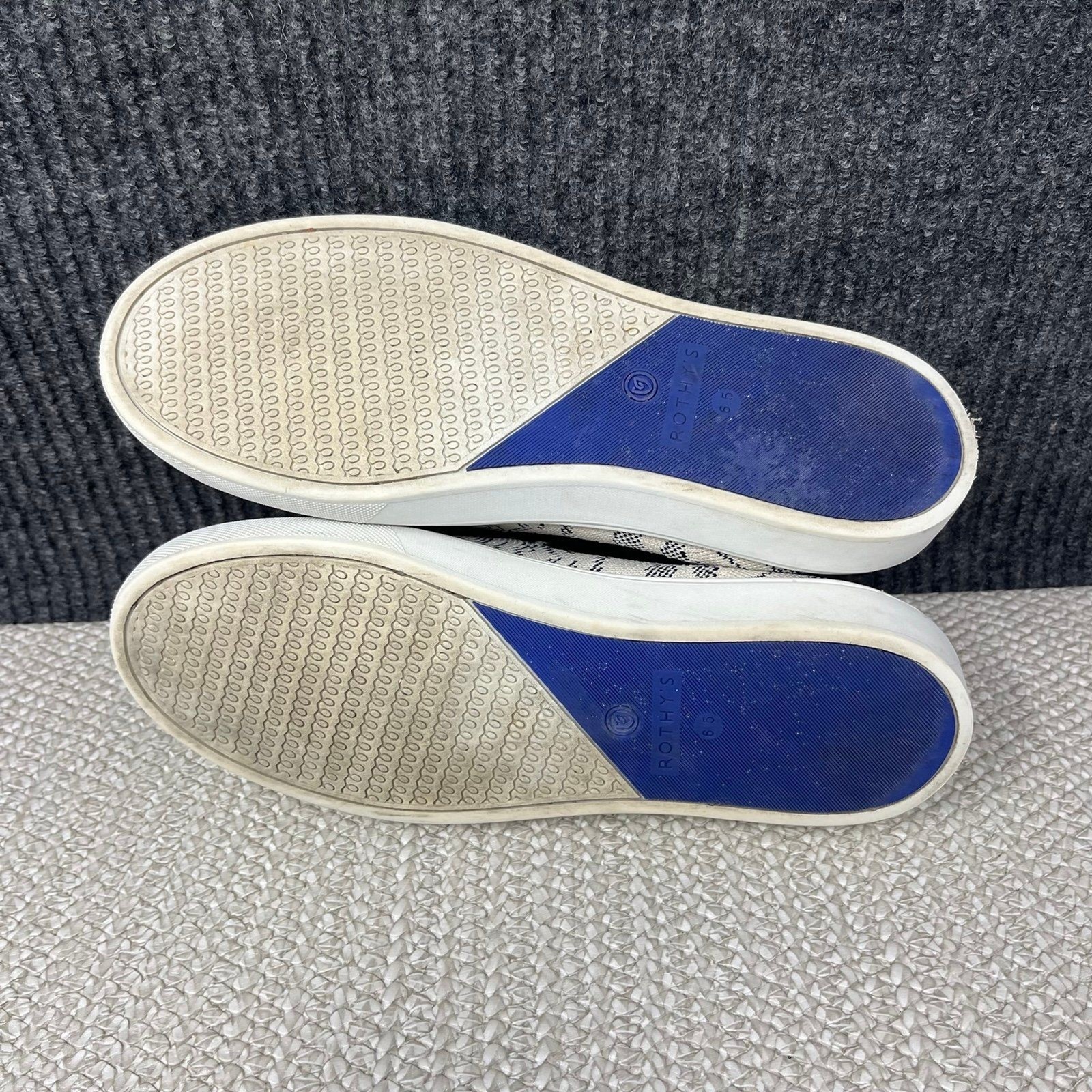 Rothy’s The Original City Slip On Sneaker Maritime Tiger White Grey Women’s 6.5