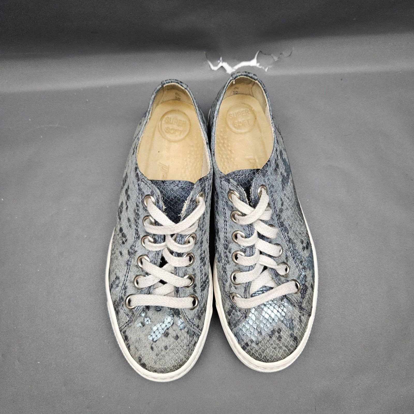 Paul Green Hadley Shoes Womens 5.5 Blue Leather Snake Print Comfort Sneakers