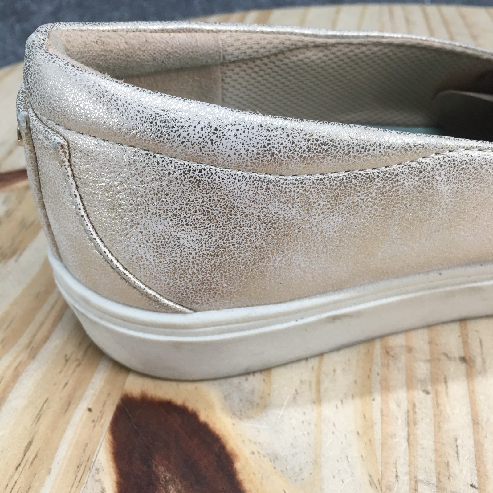 Dr. Scholls Shoes Womens 9M Nova Moc Slip On Sneakers Silver Faux Leather Casual