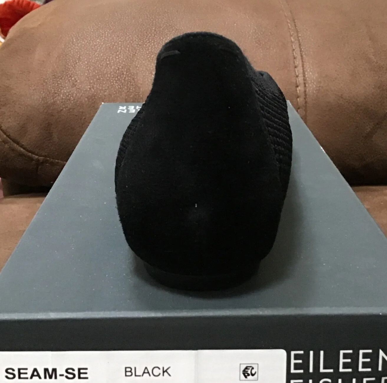NIB Eileen Fisher SEAM-SE Stretch Hidden Wedge Flat Slip-On Black 7.5 M Comfort