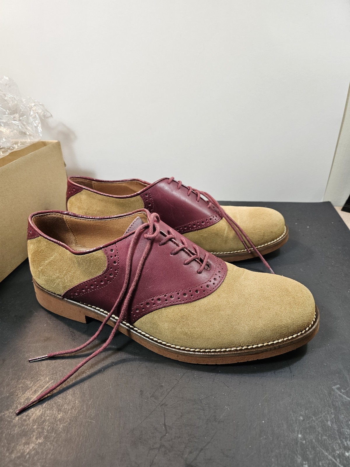 G.H. Bass & Co. Emmie Saddle Womens 9 M Shoes Suede Leather Tan Combo