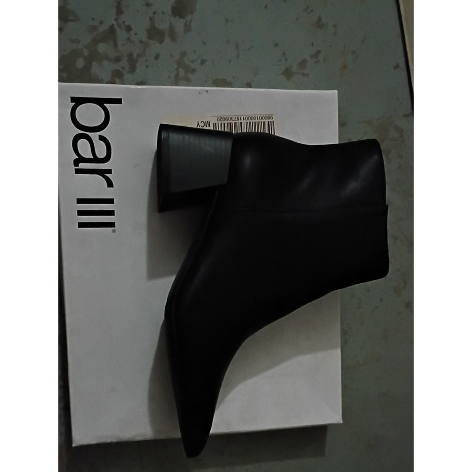 Bar III Black Pointed Toe Leather Ankle Bootie