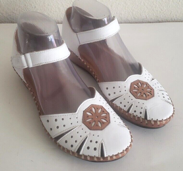 VENUS SAGE Wome’s Strap White Leather Shoes Size-9/39