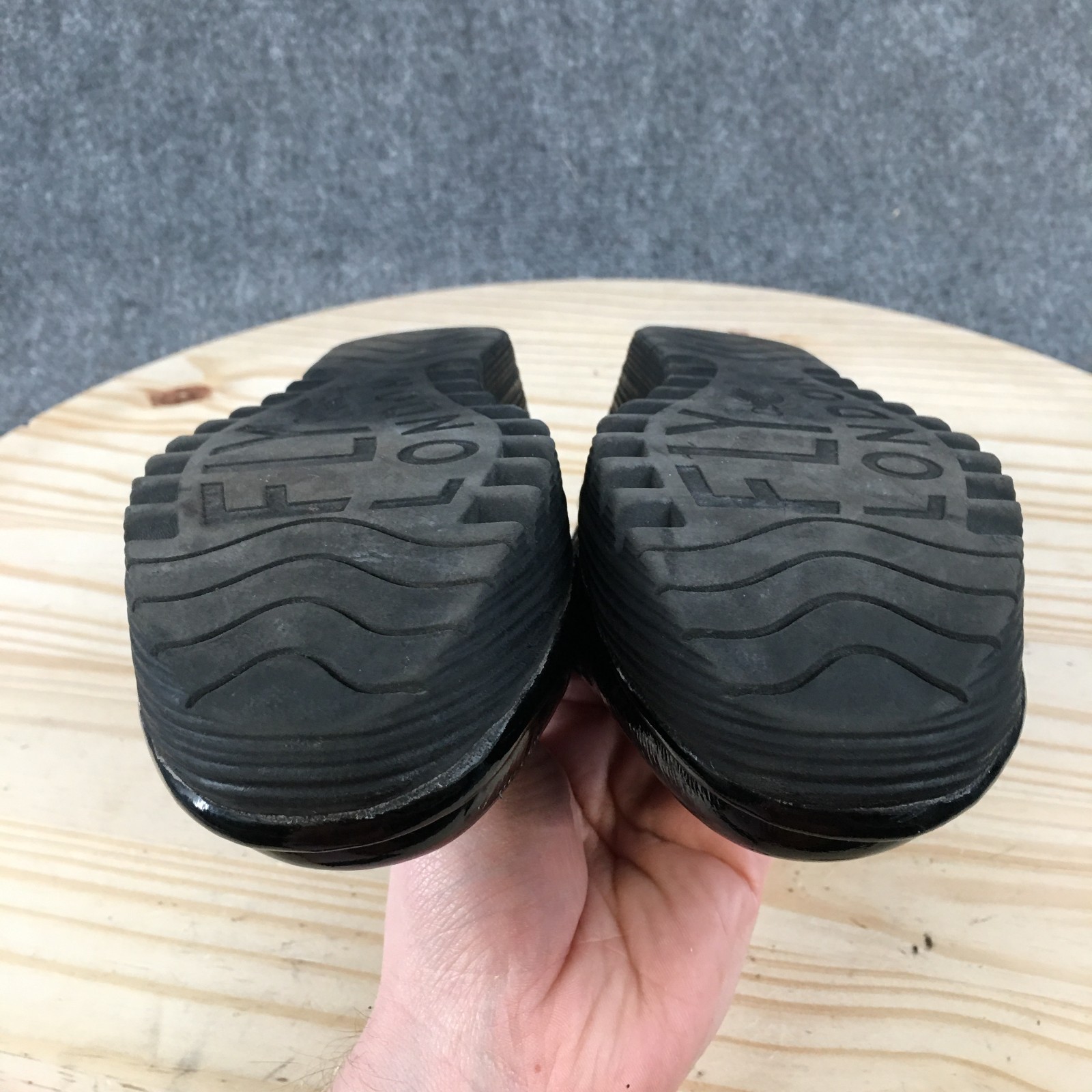 Fly London Yaya Mary Jane Wedge Shoes Womens 38 Black Patent Leather Casual