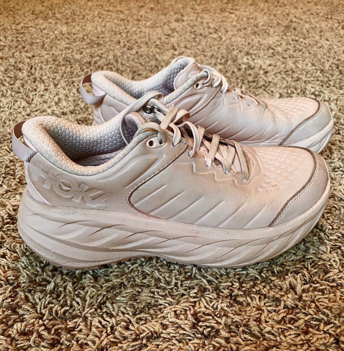 Hoka One One Bondi SR Womens 8.5 Shoes Peach Whip Slip Resistant Work Sneakers